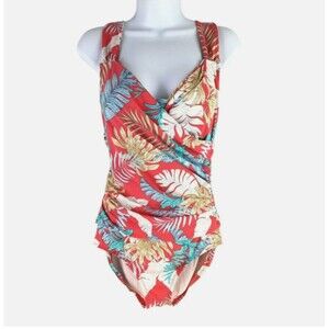 Jantzen One-Piece Swimsuit Size 8 Tropical Watermelon Slimming Ruched UPF 50 NWT